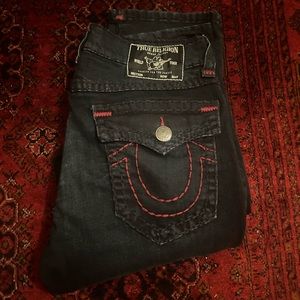 True religion jeans black red horseshoe